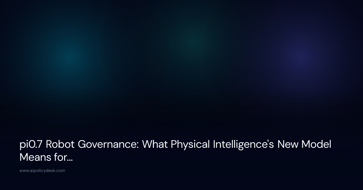 pi0.7 Robot Governance: What Physical Intelligence's New Model Means for AI Policy